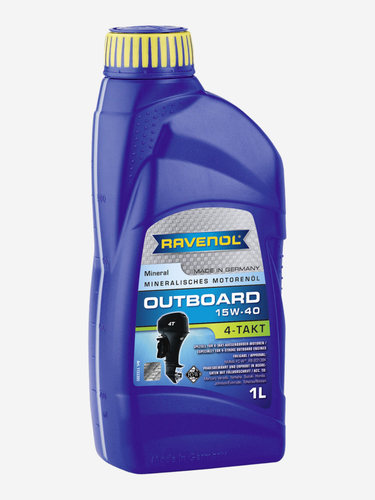 Моторное масло для 4-T лодочных моторов RAVENOL Outboardoel 4T 15W-40, 1 литр