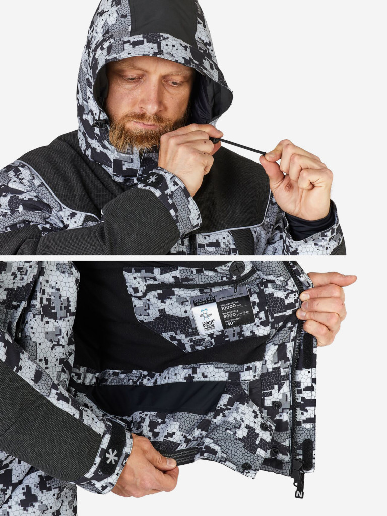 Костюм зимний Norfin EXPLORER 2 CAMO (куртка+полукомбинезон) для рыбалки и охоты