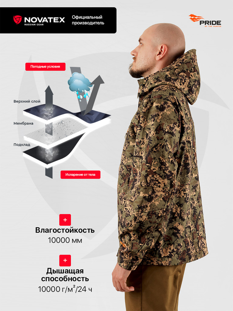 Куртка Аргамак для охоты PRIDE, софт-шелл, зеленый