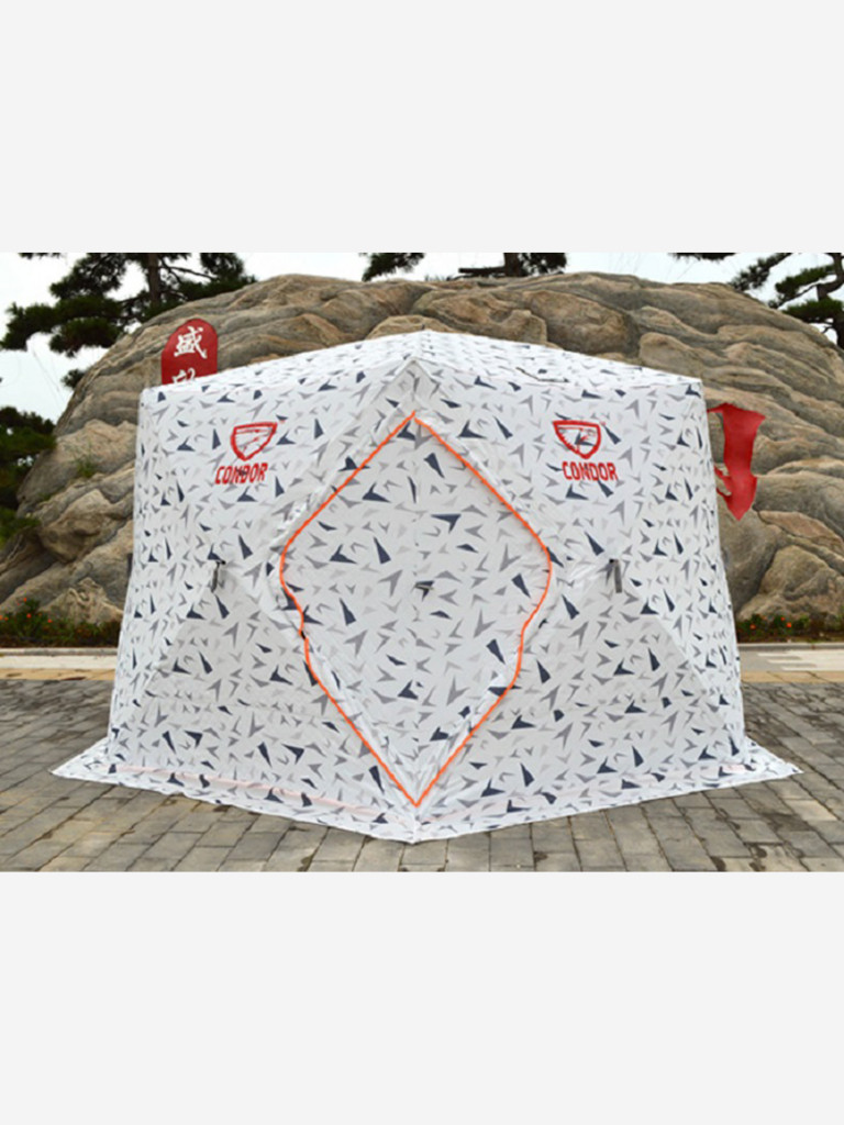 Палатка Куб "CONDOR" зимняя утепленная 6 сторон, 3,6 х 3,2 х 2,2 белый камуфляж