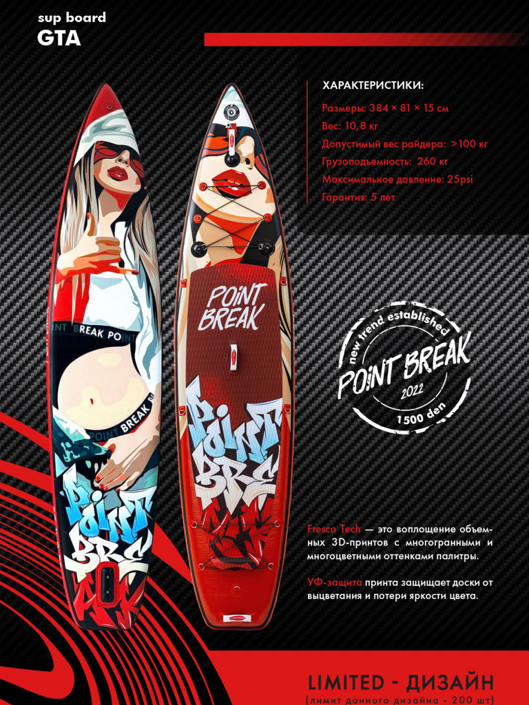 Сапборд Point Break GTA 12.6 , 25 psi , Рremium
