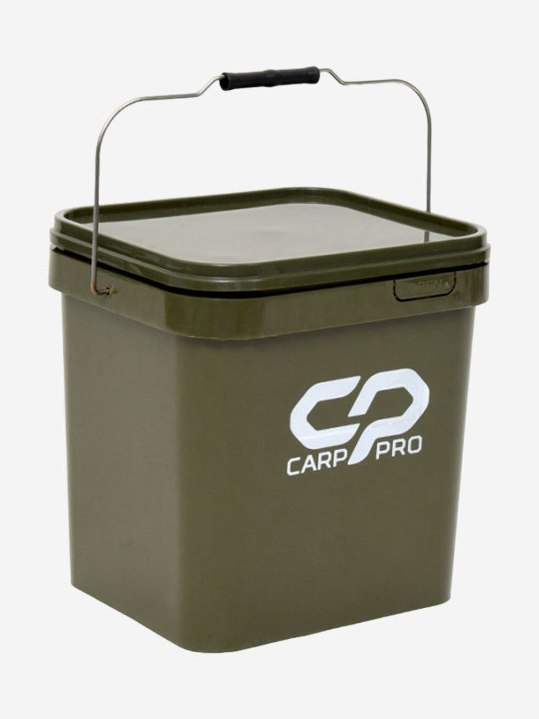Вeдро с крышкой квадратное пластиковое CARP PRO 17л темно зеленое
