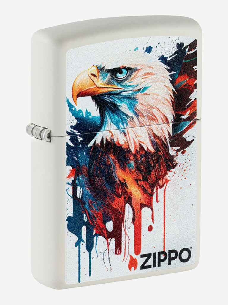 Зажигалка бензиновая ветроустойчивая Zippo Painted Eagle Design White Matte