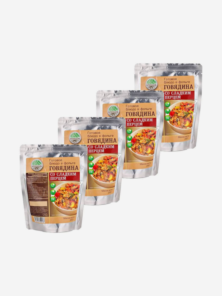 Готовое блюдо Говядина со сладким перцем 250 г. (Кронидов) 4шт*250гр, 1кг