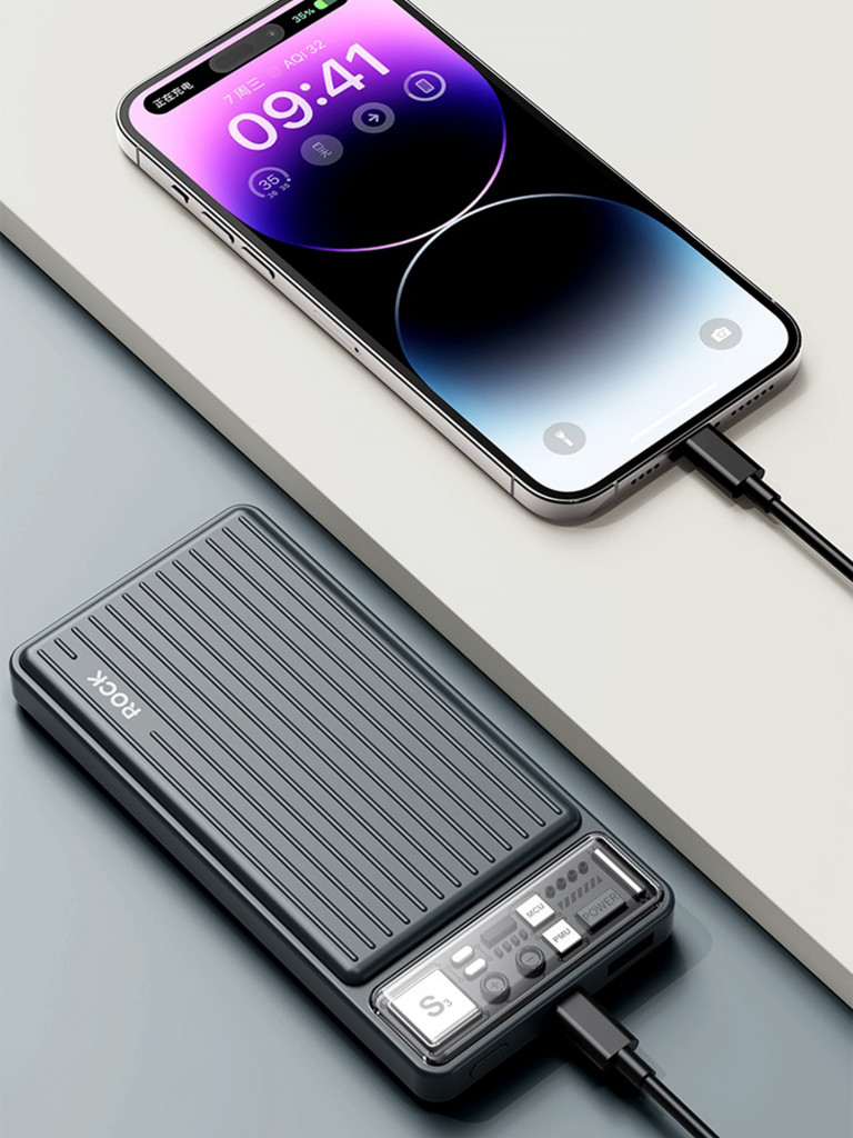 Внешний аккумулятор ROCK P91 PD20W Travel Series Power Bank 10000mAh темно-серый