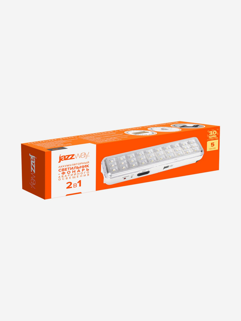 Фонарь JAZZway Accu9-L30-wh, Li-Ion