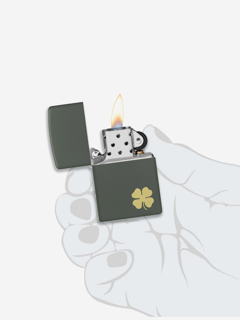 Зажигалка Zippo Four Leaf Clover Green Matte