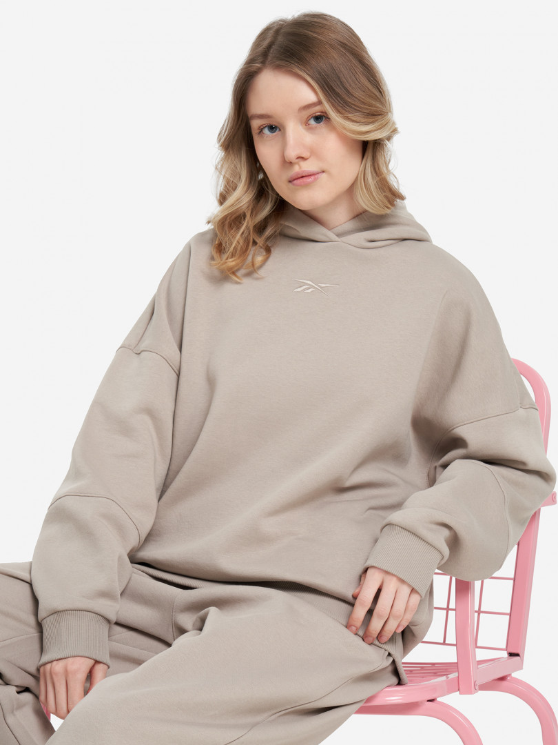 фото Худи женская reebok lux oversized hoodie, бежевый