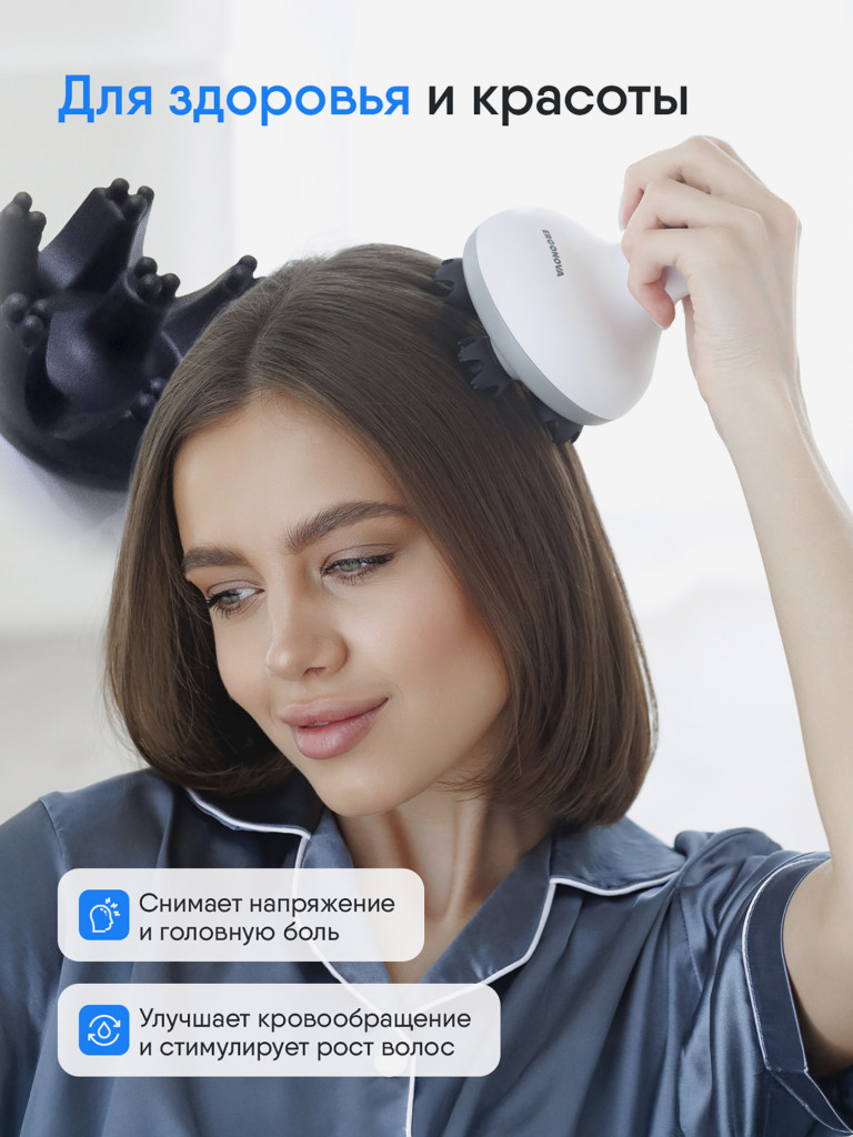 Массажер для головы, лица и тела с миостимуляцией и светотерапией Ergonova WellBeauty