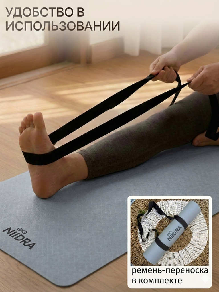 Коврик для йоги NiiDRA Basic сине-персиковый