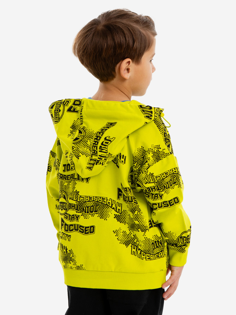 Худи оверсайз с принтом на молнии салатовое для мальчика Button Blue