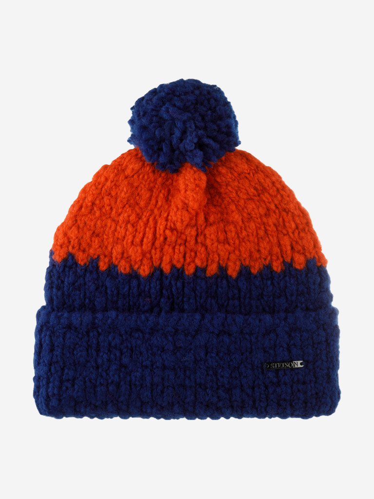 Шапка с отворотом STETSON 8599393 BEANIE POMPOM STETSON FREESTYLE (синий)