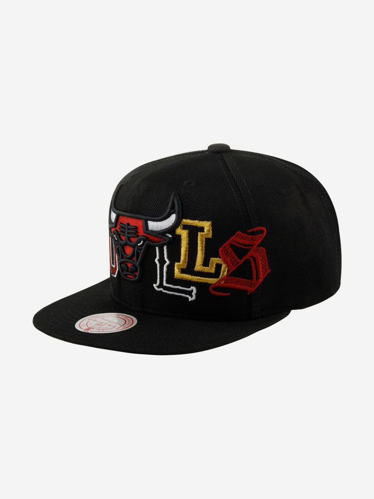 Бейсболка с прямым козырьком MITCHELL NESS HHSS3180-CBUYYPPPBLCK Chicago Bulls NBA (черный)