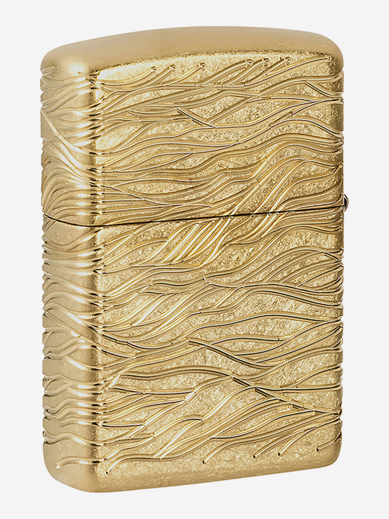 Зажигалка бензиновая ветроустойчивая Zippo Armor Luxury Waves Design Tumbled Brass