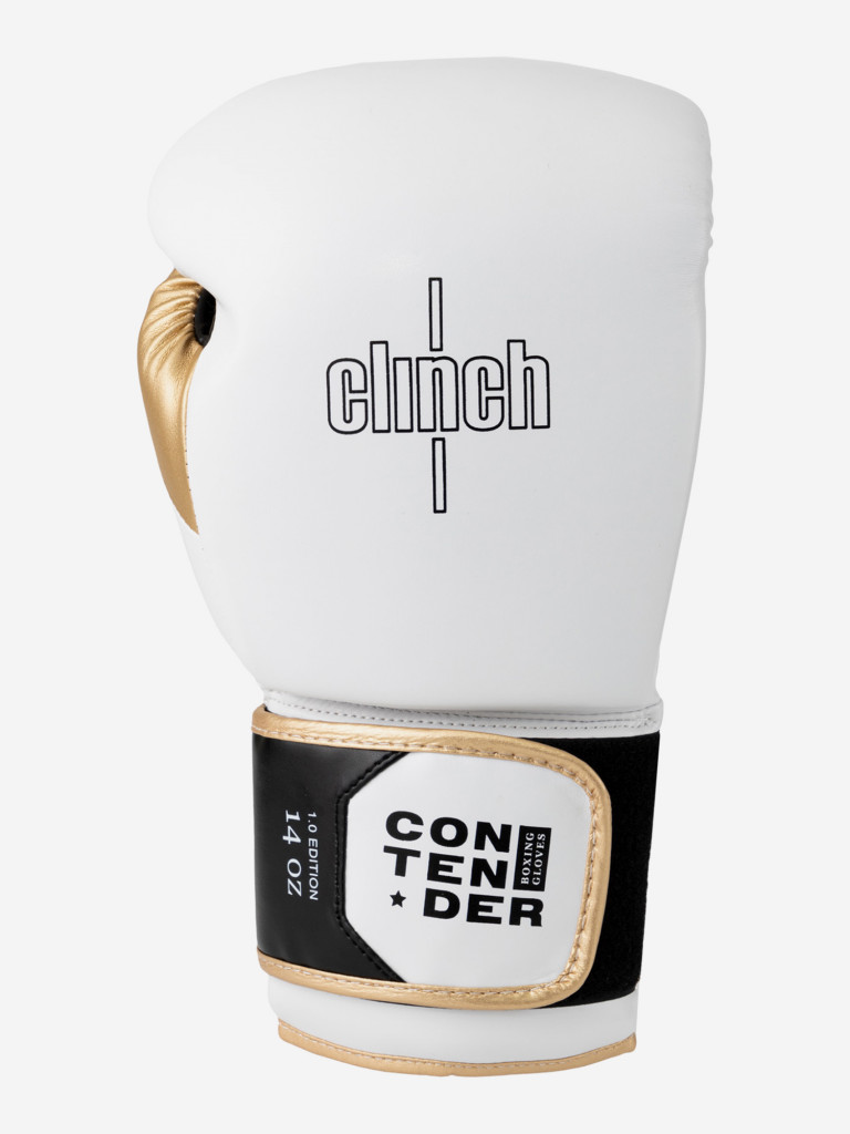 Перчатки боксерские Clinch Contender бело-черно-золотые