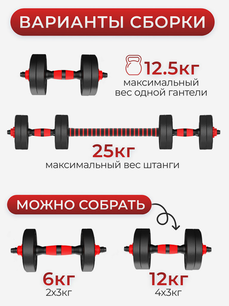 Гантели разборные 2шт по 12,5 кг БЛИН-да-ГРИФ