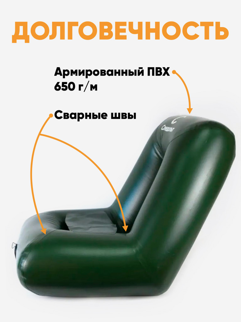 Кресло для лодок ПВХ, зеленое.