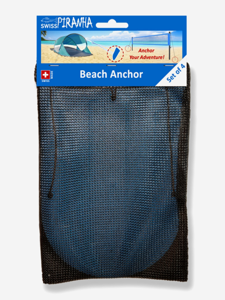 Набор палаточных колышков-якорей для песка SwissPiranha Beach Anchor с креплениями (4 шт., чехол)
