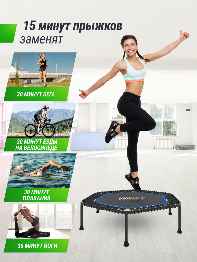 Батут спортивный для фитнеса и джампинга UNIX Line Fitness Lite 125 см, синий