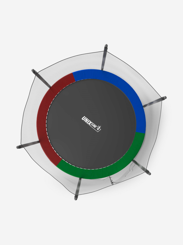 Батут каркасный UNIX Line Simple 10 ft Color с внешней защитной сеткой, общий диаметр 305 см, до 140 кг