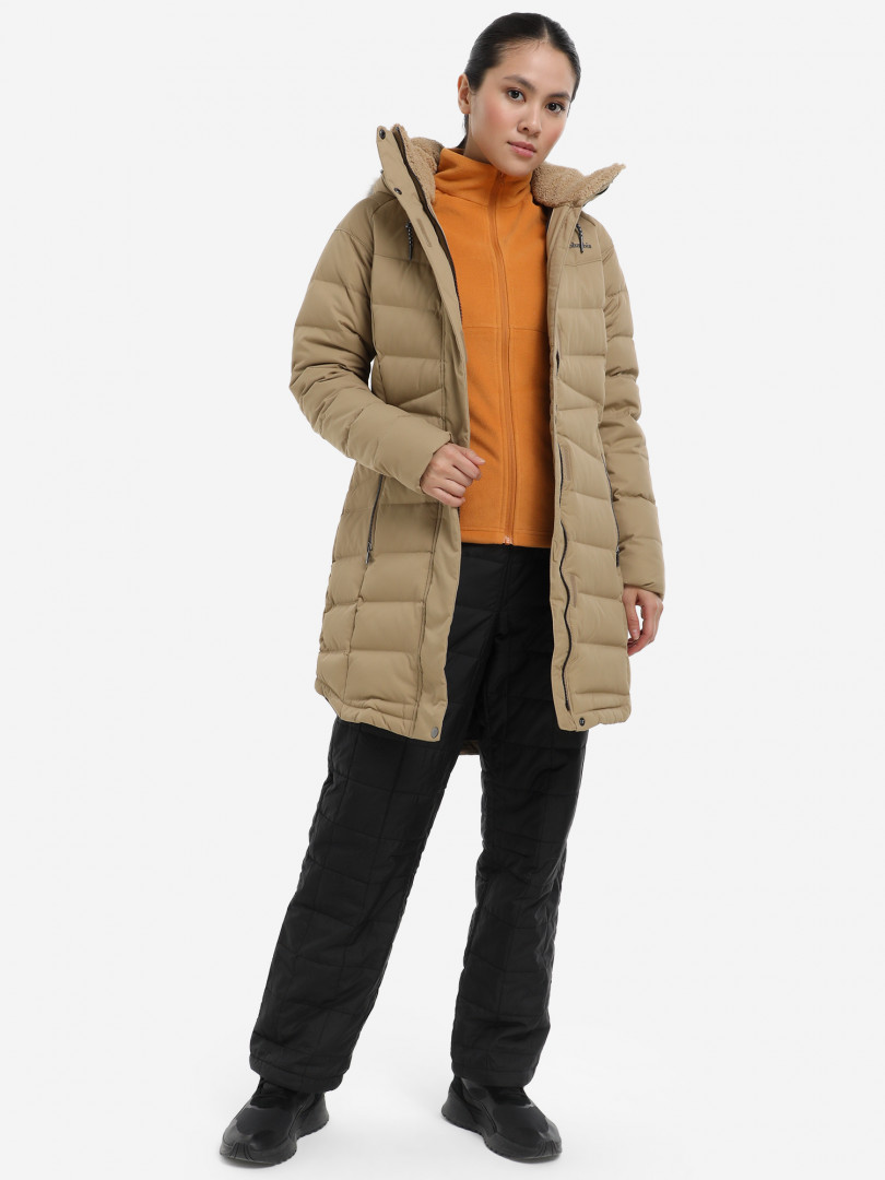 фото Пуховик женский columbia belle isle mid down jacket, коричневый