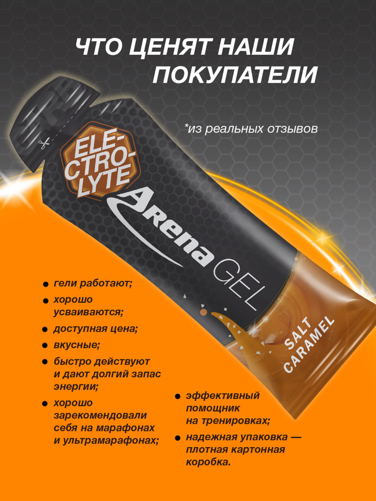 Энергетический гель Arena с электролитами, 8 штук, соленая карамель