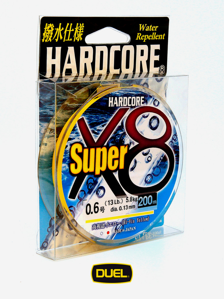 Плетеный шнур Duel Hardcore Super X8 hi-vis yellow 200 м #0.6 (0.13 мм) 5.8 кг