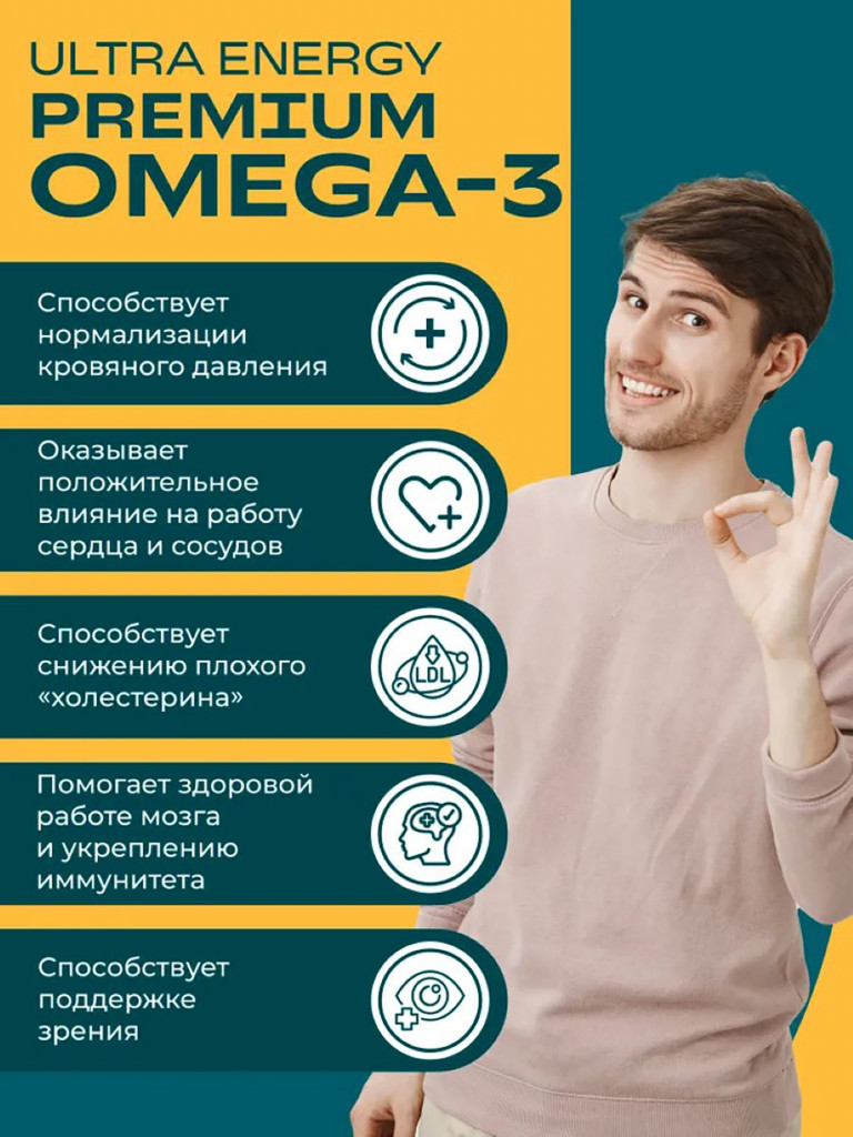 Омега-3 UESUPPS Ultra Energy, 90 капсул
