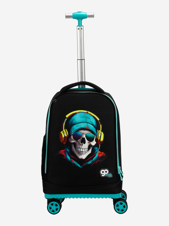 Чемодан детский BEYOND TIME D06 Череп-диджей черный