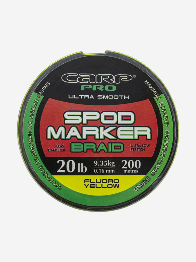 Шнур плетеный CARP PRO под спод-маркет флуоро-желтый0.16мм 9.35кг 20lb 200м