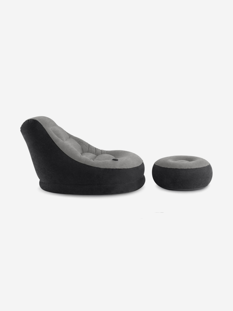 Кресло надувное Intex 68564 Ultra Lounge с пуфиком, с подстаканником, 102х137х79 см, флок