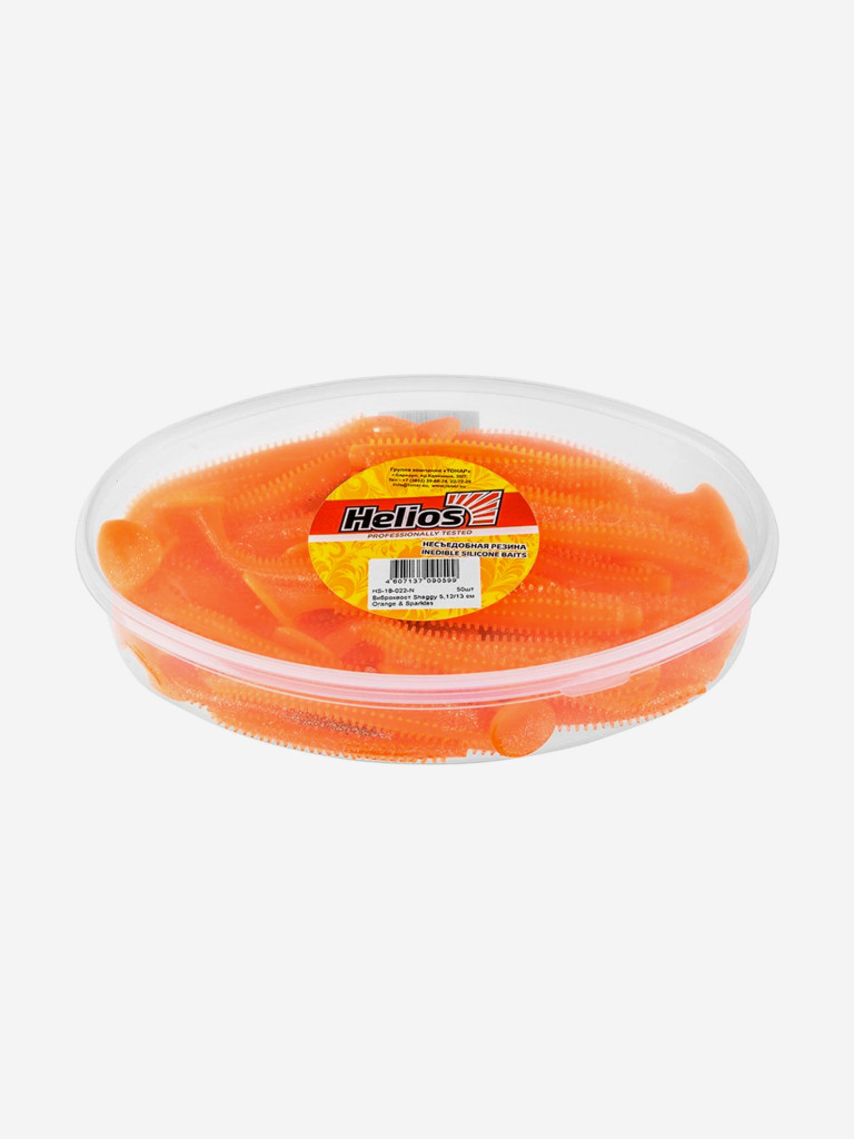 Мягкая приманка Helios Shaggy, 5,12'' / 13 см, Orange & Sparkles, 50 шт (HS-18-022-N)