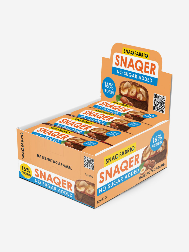 Батончики 12 шт. Snaq Fabriq в шоколаде "SNAQER" со вкусом "Фундук и карамель", 50г. х 12шт.