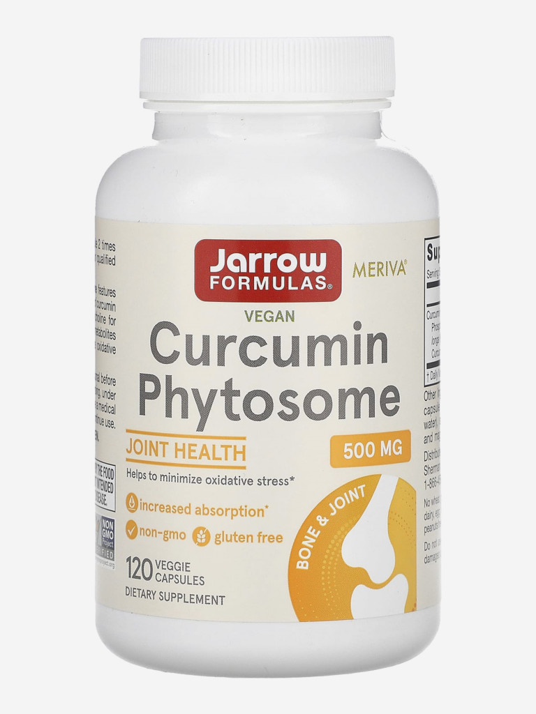 Антиоксидант, противовоспалительное для суставов, Фитосомный куркумин 500мг, Jarrow Formulas Curcumin Phytosome 120 veg caps