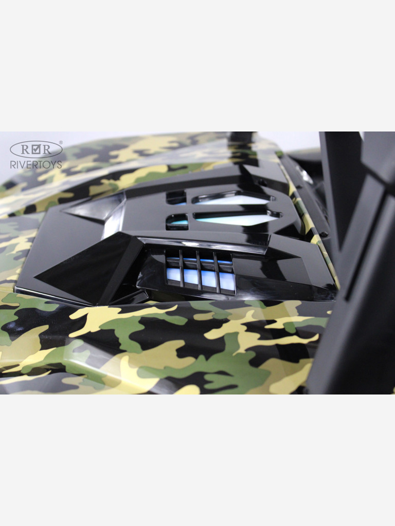 Детский электромобиль RIVERTOYS A707AA LUX NEW 4WD зеленый камуфляж