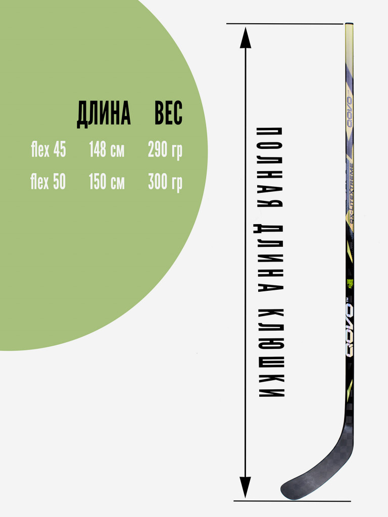 Клюшка хоккейная юношеская QOVO LitExtreme RH P92/50 JR (300 гр)