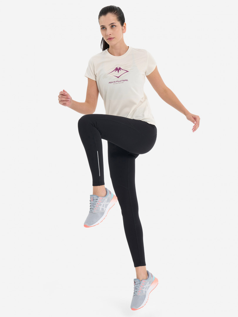 фото Футболка женская asics fujitrail logo, бежевый