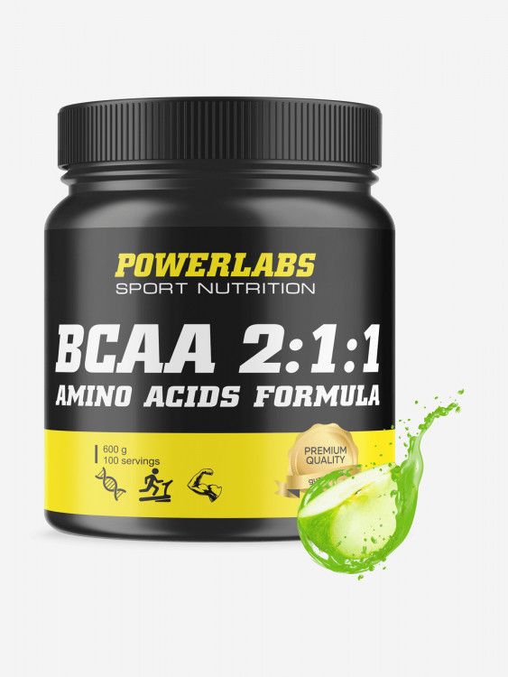 BCAA, Powerlabs, 600 г, яблоко