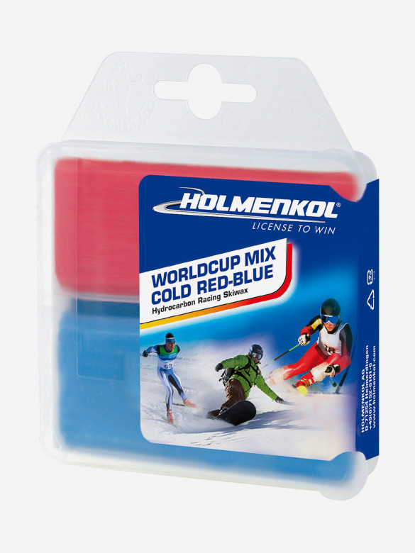 Мазь скольжения твердая для лыж и сноубордов Holmenkol Worldcup Mix COLD Red-Blue