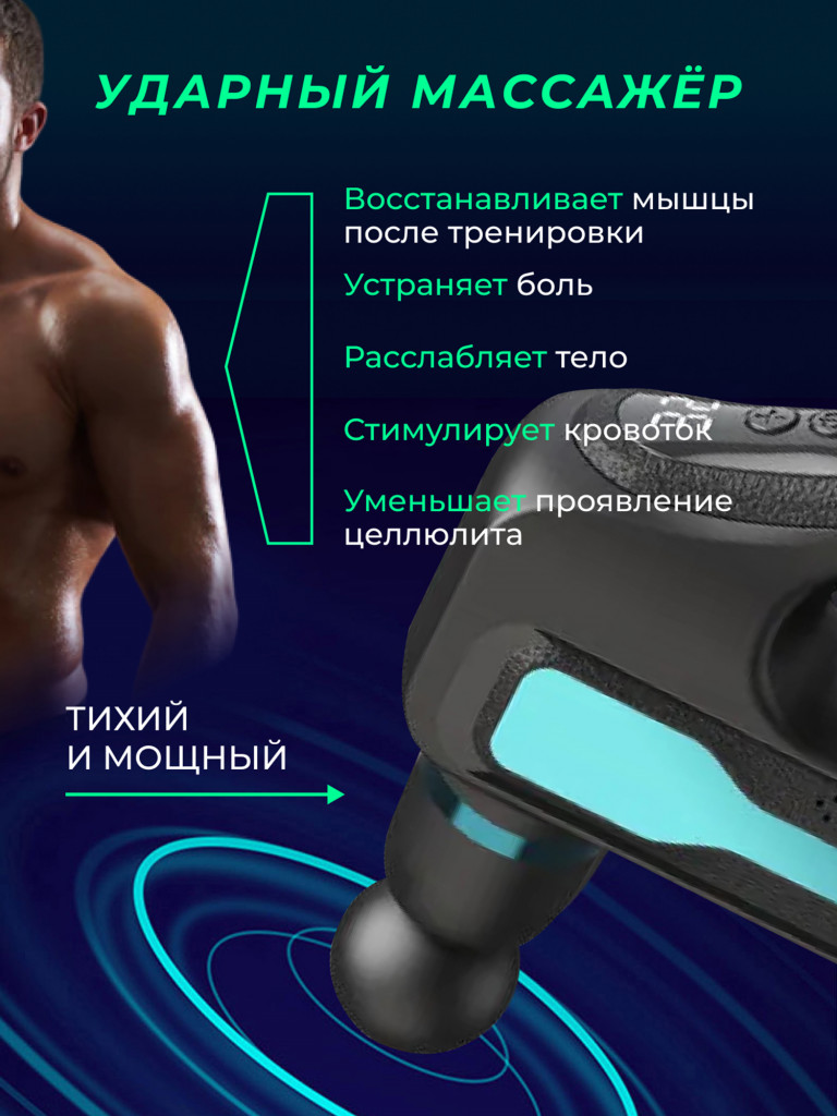Перкуссионный спортивный массажер для тела Qualigo 32 скорости