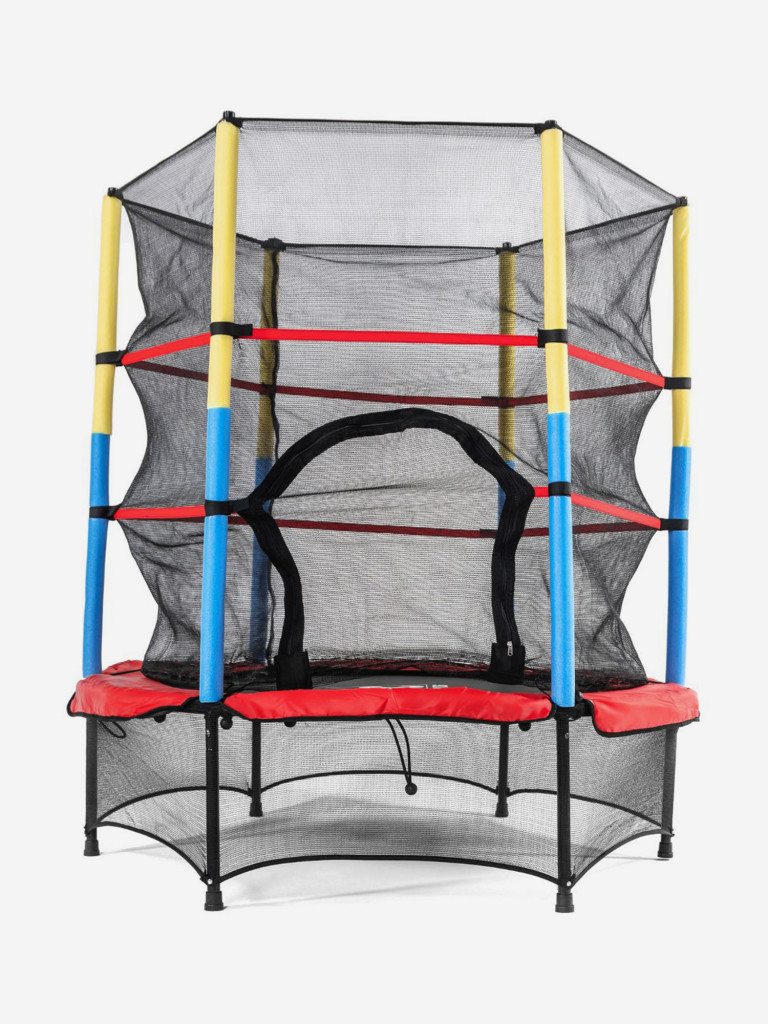 Батут DFC JUMP KIDS 55" красный с желто-синими стойками