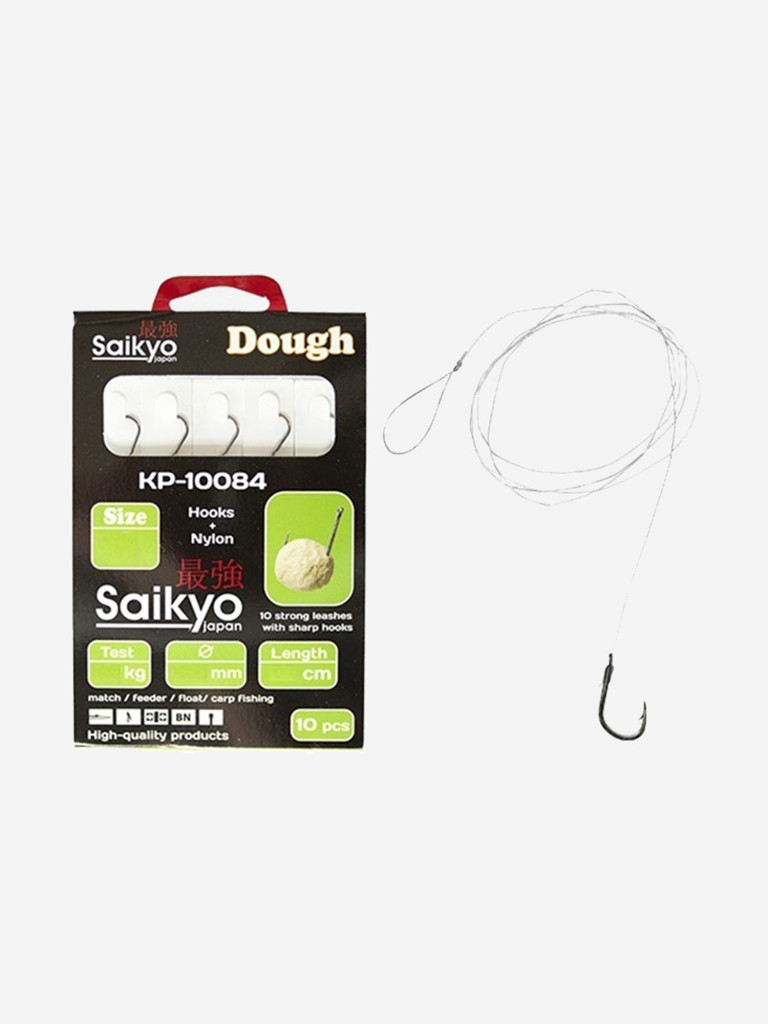 Крючки для рыбалки одинарные Saikyo KP-10084 Dough BN c поводками ( 1 упк. по 10шт.)
