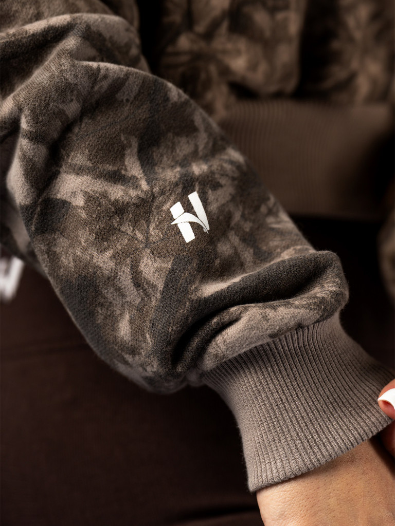 Толстовка женская NEBBIA Relaxed Zip Hoodie POWER 895 Light brown camo