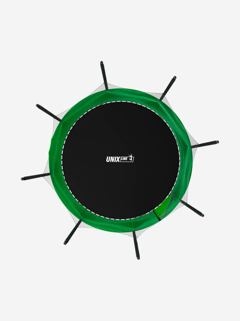 Батут каркасный UNIX Line Simple 12 ft Green с внутренней защитной сеткой, общий диаметр 366 см, до 150 кг