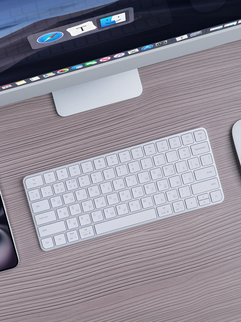 Беспроводная клавиатура Alum Keyboard 500 мАч, 2.4G / Bluetooth, ножничная, алюминиевый корпус