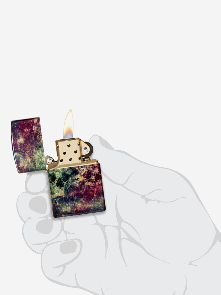 Зажигалка бензиновая ветроустойчивая Zippo Galaxy Skull 540 Tumbled Brass