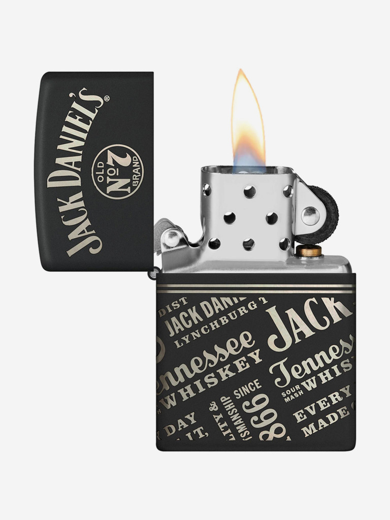 Зажигалка бензиновая ветроустойчивая Zippo Jack Daniel's Black Matte
