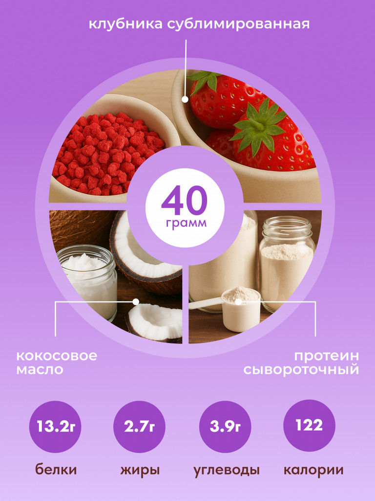 Протеиновые батончики без сахара, без глазури,Клубничный милкшейк, 16шт