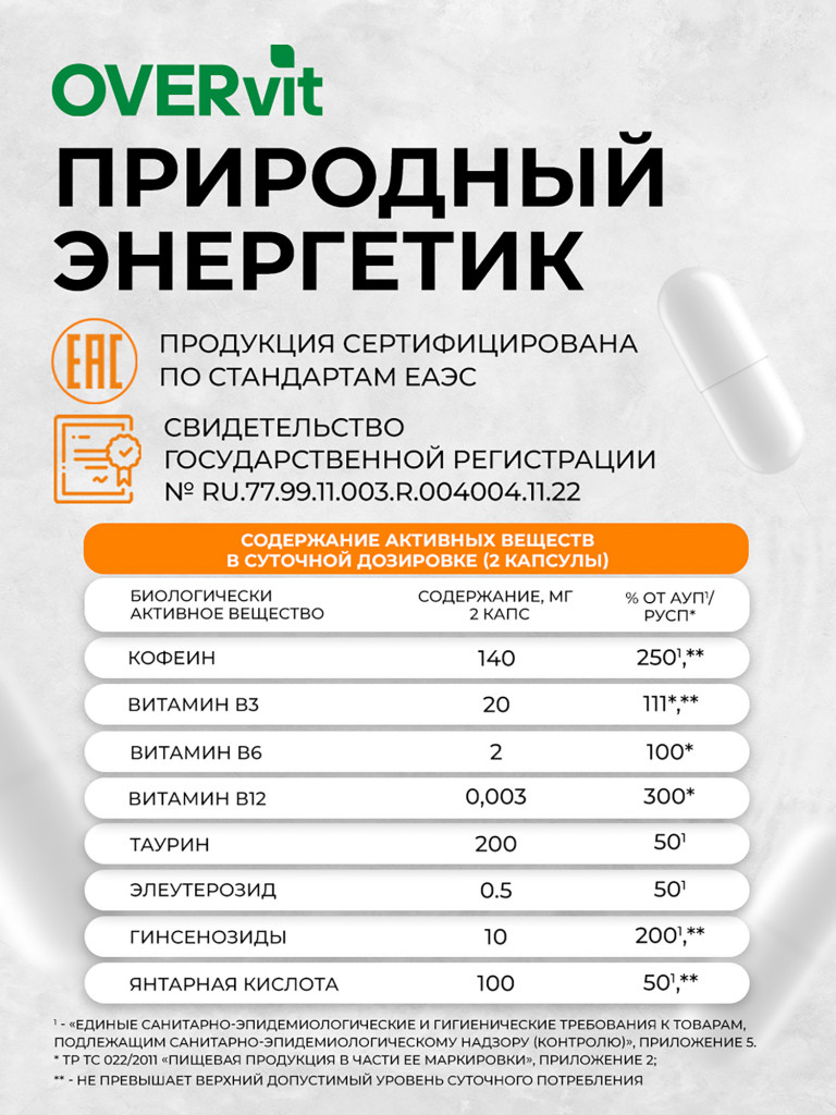 Включи энергию ОВЕРОН, OVER,40 капсул