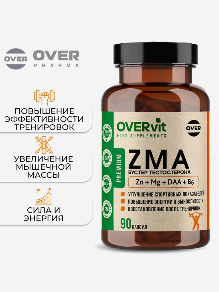 ZMA бустер тестостерона OVER, спортивное питание, 90 капсул